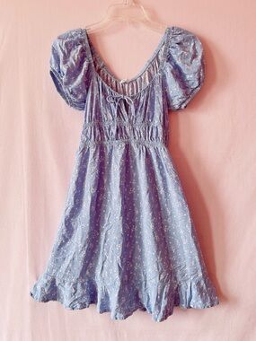Cotton On Blue Ditsy Floral Peasant Mini Dress 🩵🌿